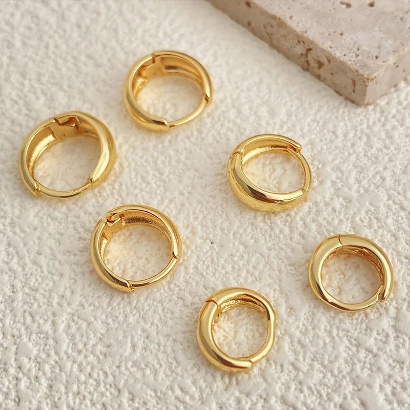 3 Pairs Chunky Gold Color Hoop Earrings